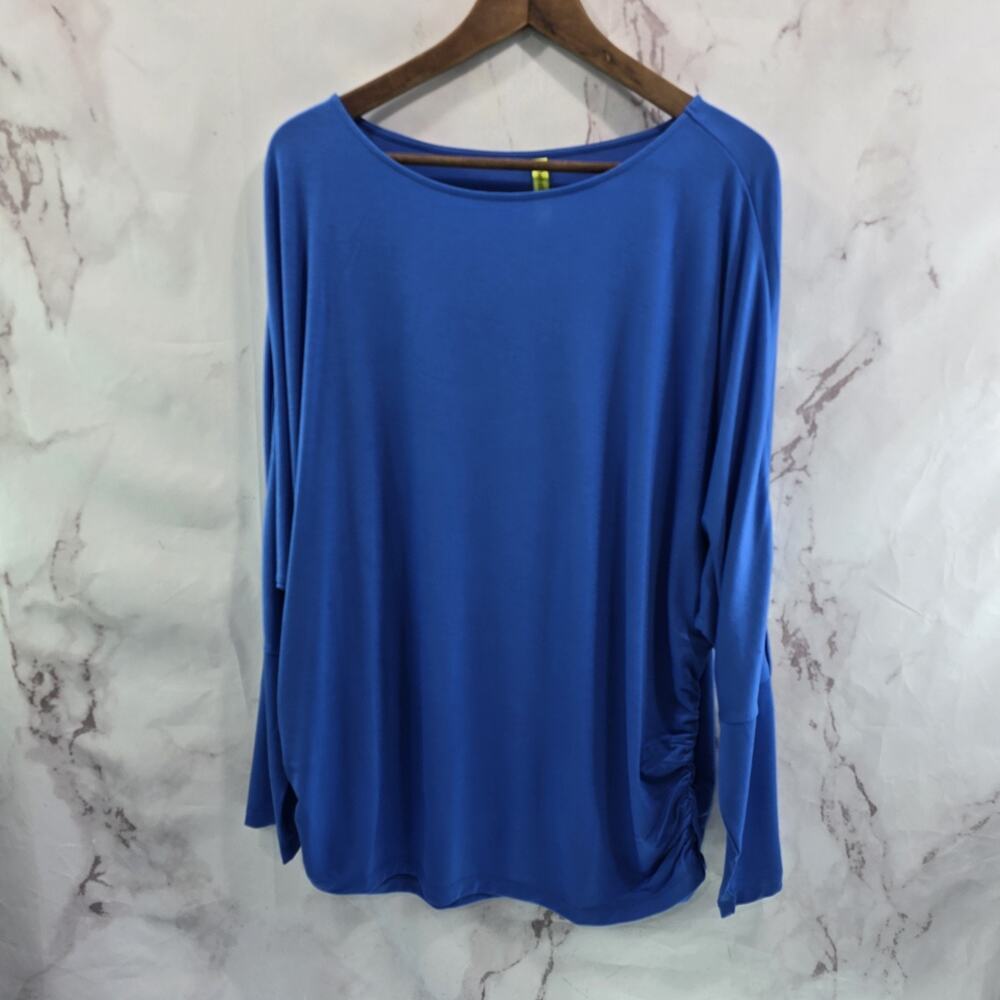 Betabrand T Shirt Womens 2X Blue Kylie Dolman Long Sleeve Tee Lightweight Cobalt